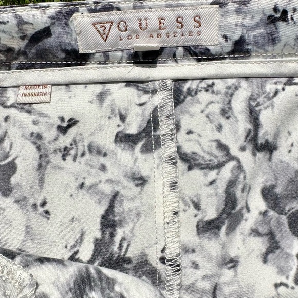 Guess Shiny Satin Black and White Floral Shorts - Picture 5 of 6